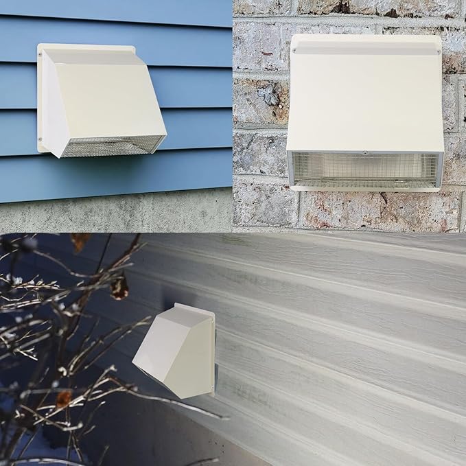 6 Inch Hooded Wall Vent with Screen and Damper, Wall Exhaust Vent Cover Cap - Image 8