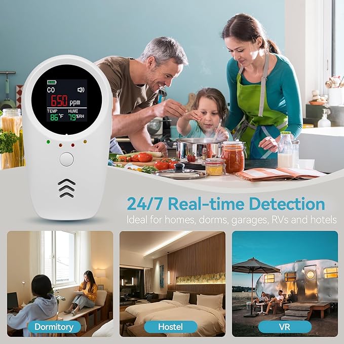 5-in-1 Carbon Monoxide Detectors, Combustible Gas Detector, Plug-in & Built-in - Image 9