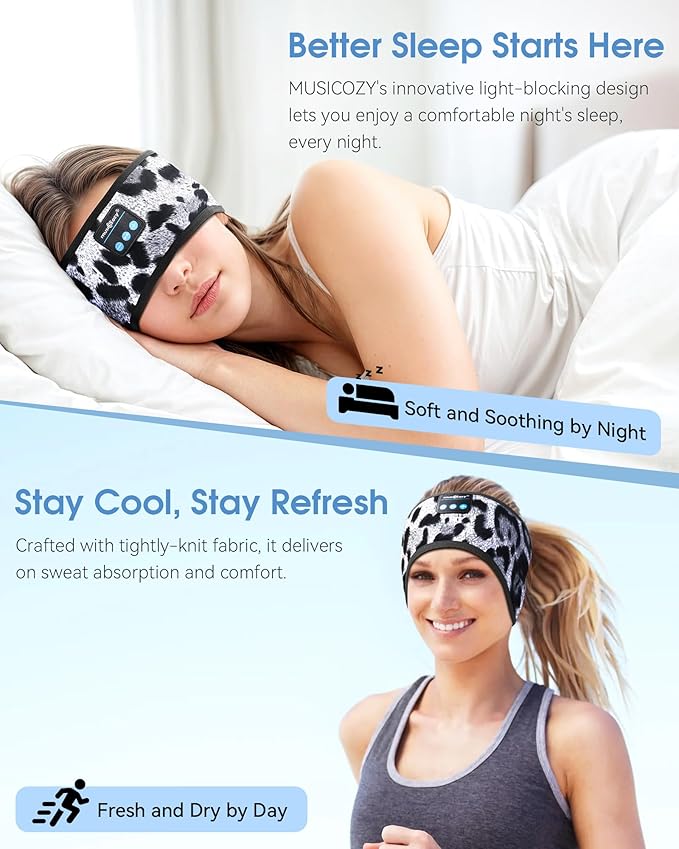 MUSICOZY Sleep Headphones Bluetooth 5.4 Headband, Wireless Music Sleeping Eye - Image 2