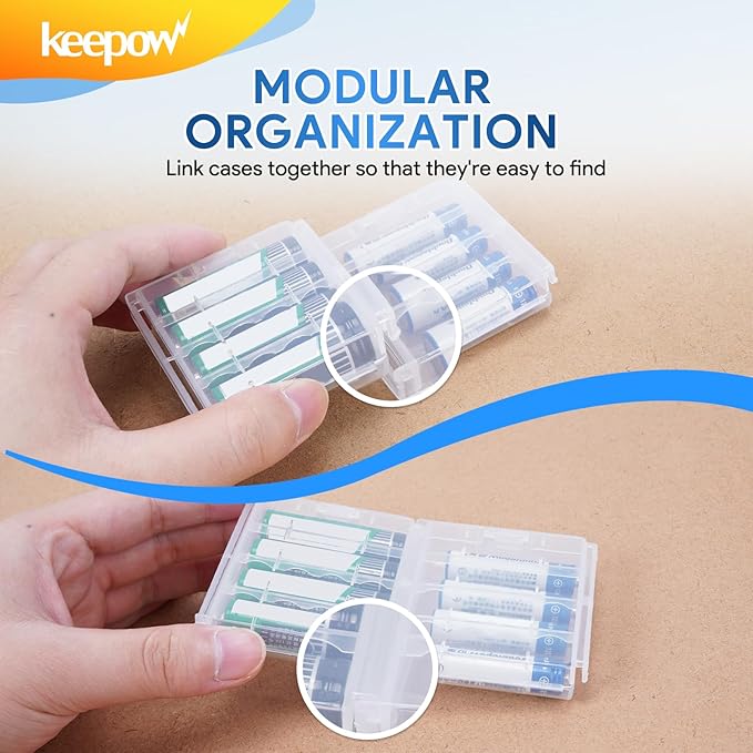KEEPOW 4 Pcs AA/AAA Battery Storage Case Holder Box - Image 5