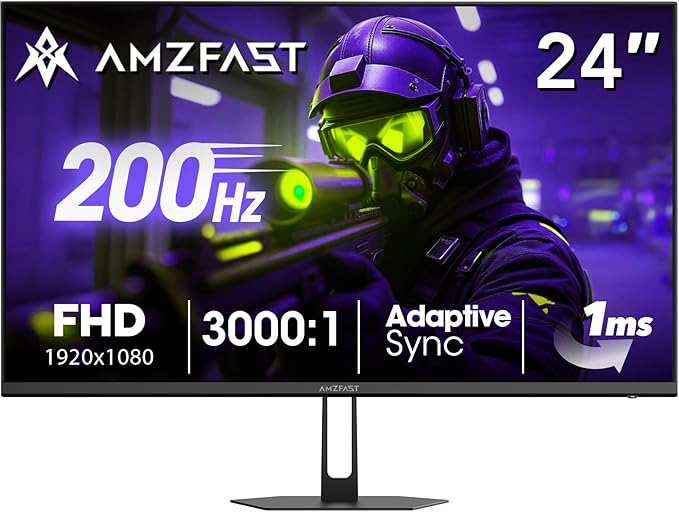 Amzfast 24 Inch Gaming Monitor 180Hz 200Hz FHD 1080p Computer Monitor, 1ms by Amzfast