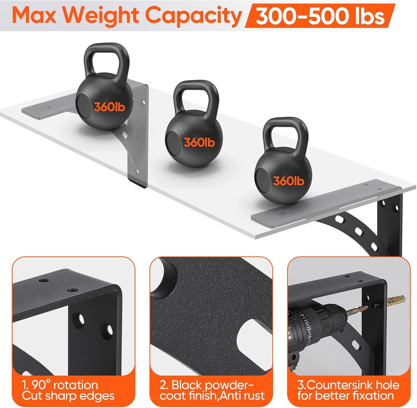 4-Pack Countertop Support Brackets 6"x5"x2", | Floating Shelf Bracket, Mantel Corbels, For Quartz/Granite/Wood/Concrete/Laminate