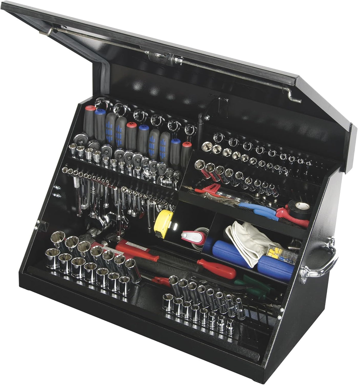 montezuma me300b 30-inch portable triangle toolbox, black, main product view