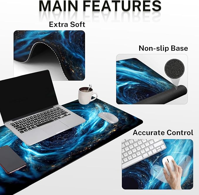 Britimes Blue Black Galaxy Keyboard Mouse Pad Set Desk Ma Space Abstract 4in1 - Image 5