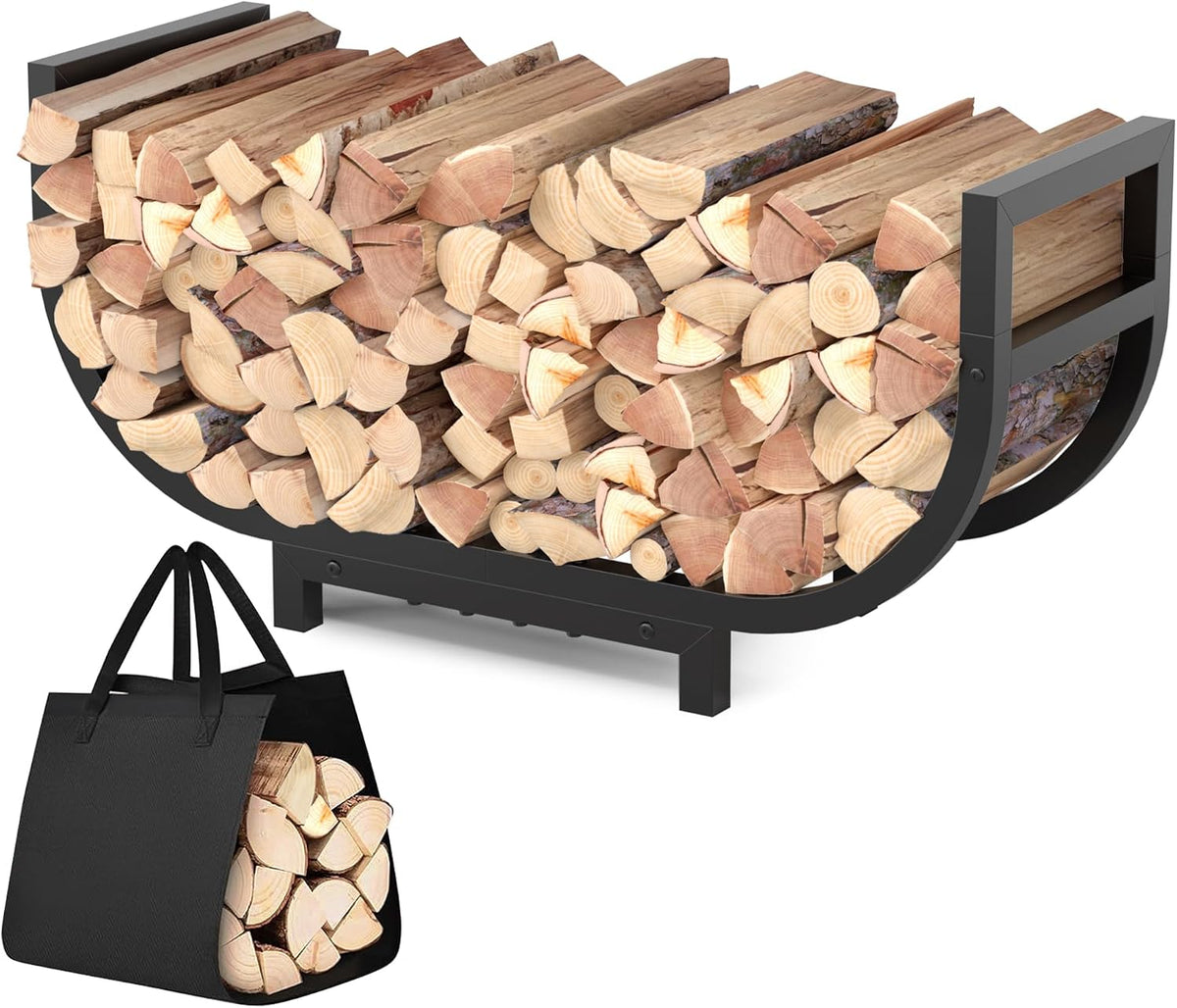 34-inch firewood rack outdoor indoor with log carrier, main product view