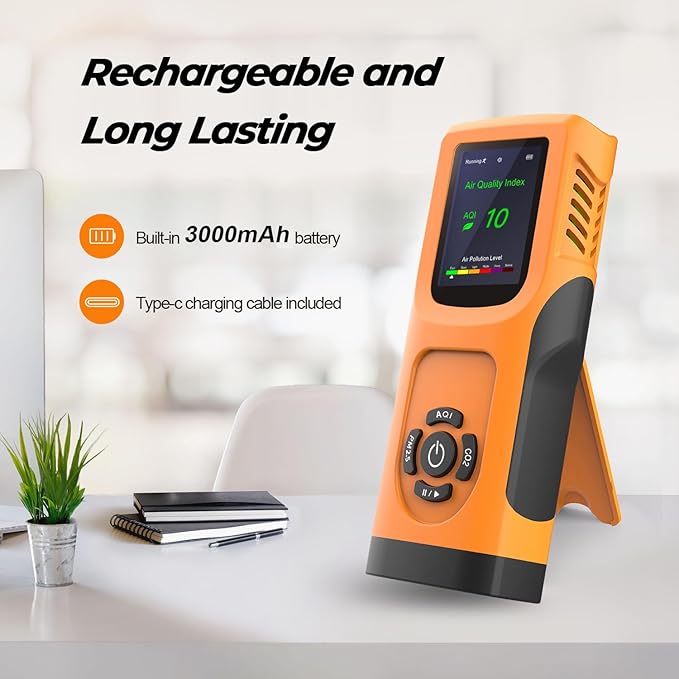 Portable 6-in-1 Air Quality Monitor Indoor Air Quality Tester Air Quality Meter - Image 3
