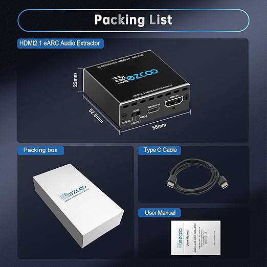 4K@120Hz HDMI 2.1 eARC Audio Extractor 1 in 1 Out Support VRR ALLM HDCP2.3 ARC - Image 9