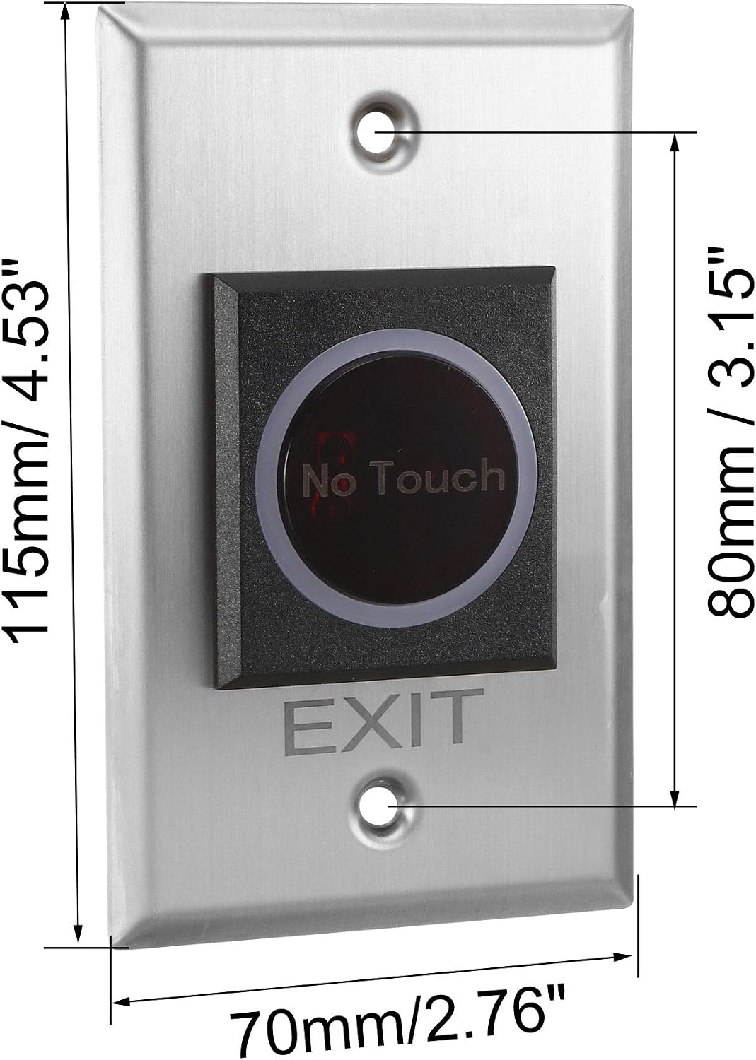 uxcell IR No Touch Door Release Exit Button NO/NC/COM Sensor Switch w LED Indicator for Access Control 115mmx70mm Panel 12V 3A