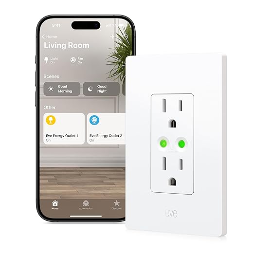 Eve Energy Outlet – Smart Outlet & Power Meter, App & Voice Control, No Bridge by Eve