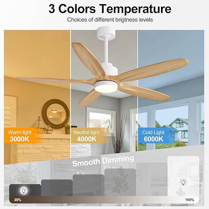 WINGBO 54" Ceiling Fan with Light - Image 3