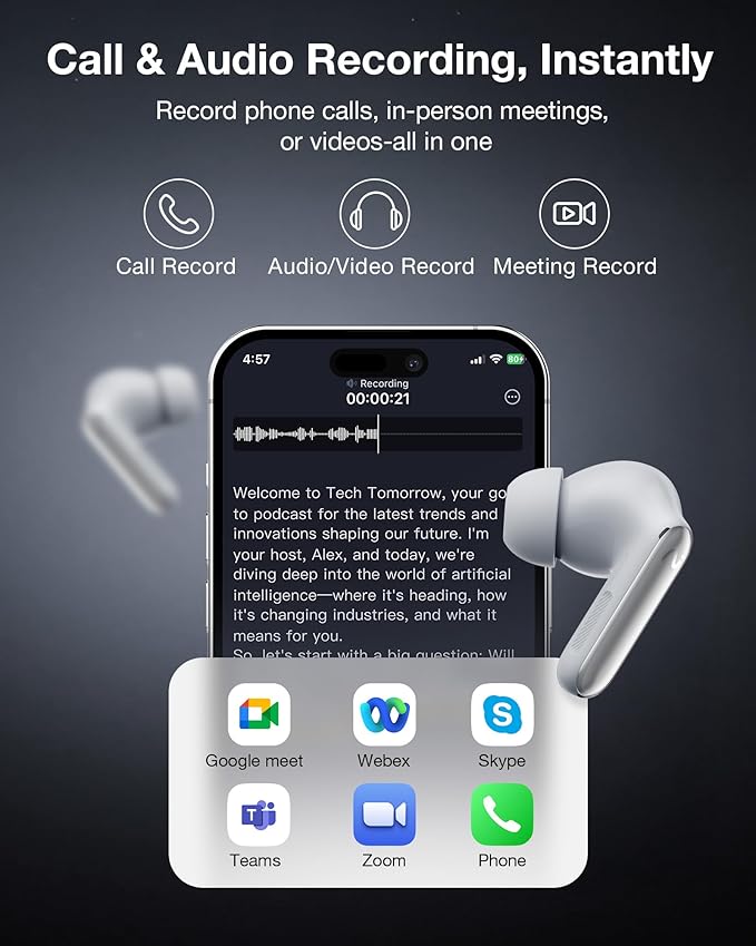RecDot AI Voice Recorder Earbuds, viaim AI Meeting Assistant - Image 4