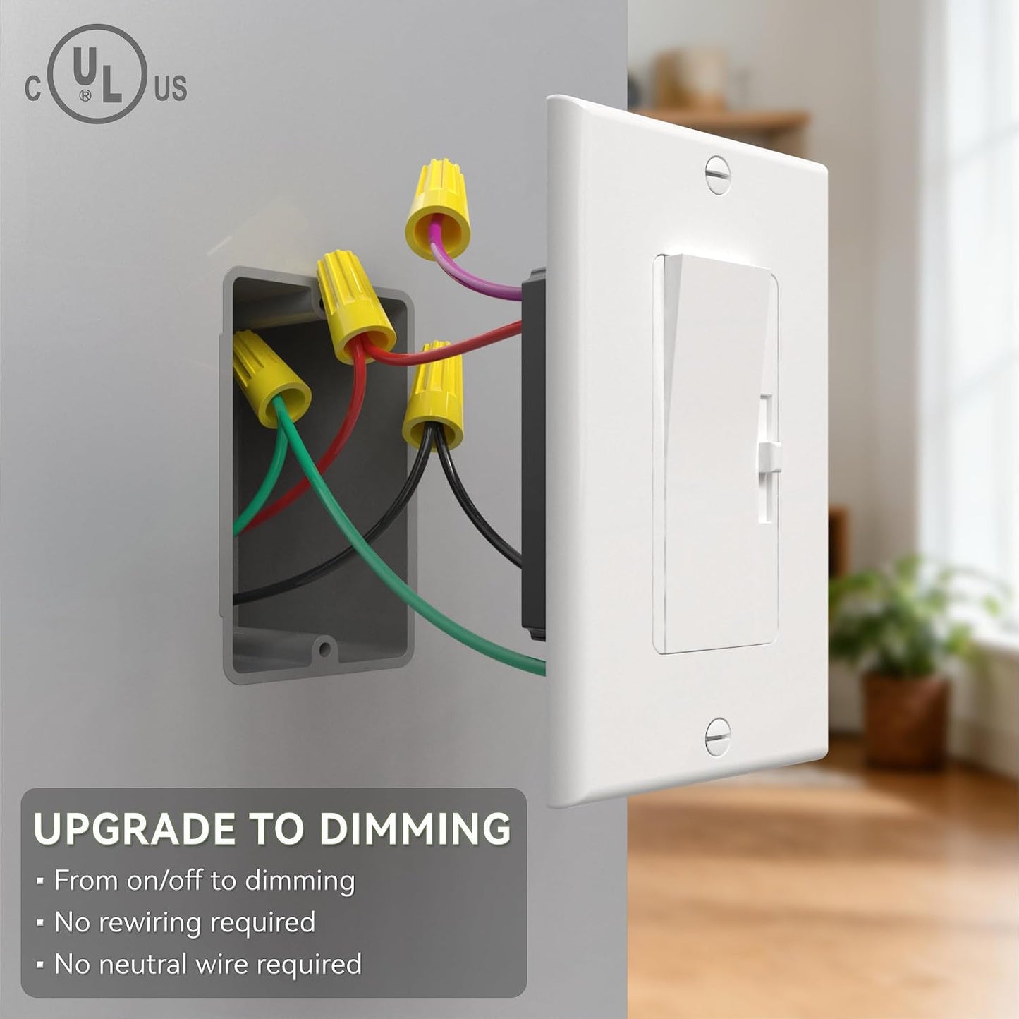6 Pack LED Dimmer Light Switch Single Pole or 3 Way Dimmable Light Switch Compatible with LED CFL Halogen and Incandescent Bulbs with Adjustable Minimum Brightness UL Listed White