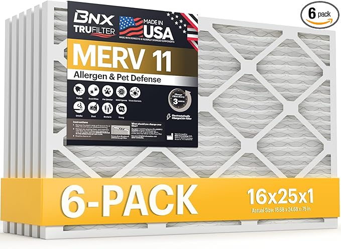 BNX TruFilter 16x25x1 Air Filter MERV 11 by BNX