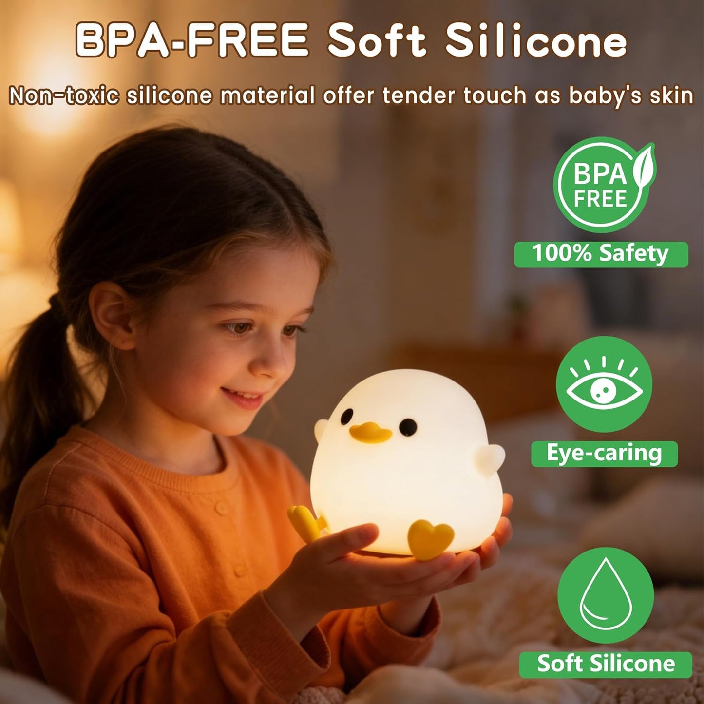 FAMIDUO Duck Night Light, Squishy Silicone Bedside Light for Baby Nursery | BPA-Free Silicone,Dimmable,20min Timer,Rechargeable Touch Light , Cute DoDo Ducky Lamp, Boys Girls Room Decor, Gift for Kids