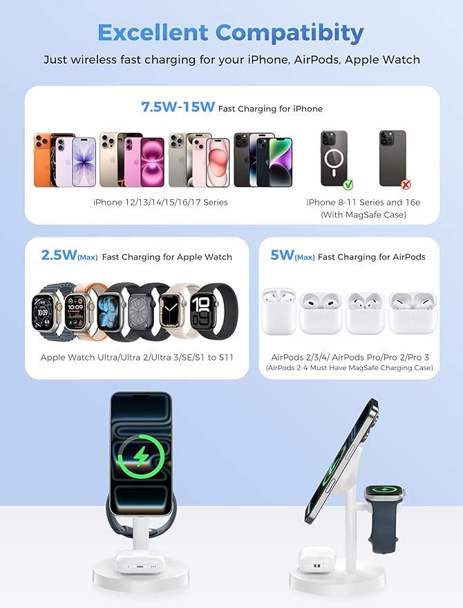 Aeinidi 2026 3 in 1 Wireless Charging Station Compatible - Image 7
