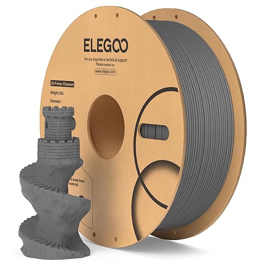 ELEGOO PLA Filament 1.75mm Marble Cement Gray 1KG, Rock Stone 3D Printer by ELEGOO