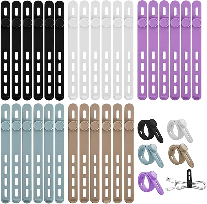 30 Pcs Cable Ties ，Silicone Cable Ties, Reusable Cord Organizer by Unknown