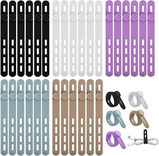 30 Pcs Cable Ties ，Silicone Cable Ties, Reusable Cord Organizer by Unknown