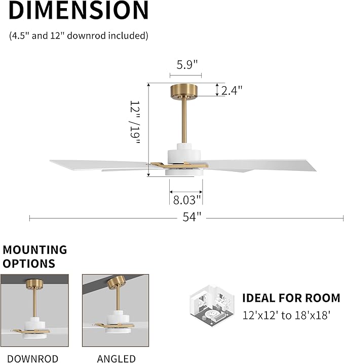 WINGBO 54 Inch Ceiling Fan - Image 4