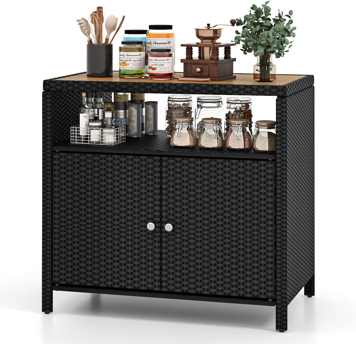 rattan storage cabinet, outdoor & indoor sideboards with, main product view