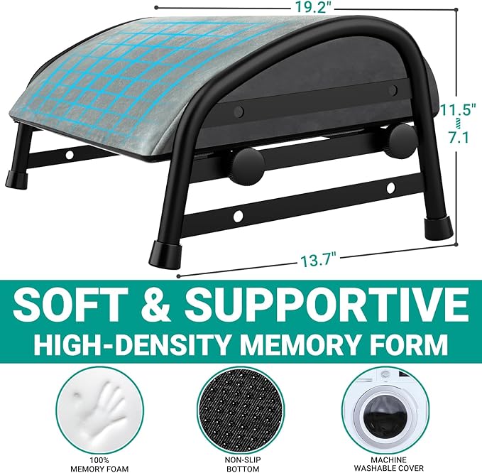 YEASHEIN Adjustable Foot Rest for Under Desk at Work, Velvet Under Desk Footrest - Image 4
