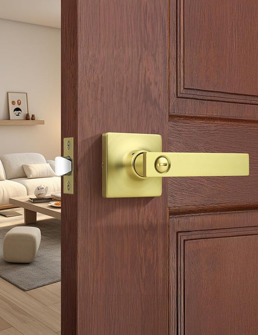 Mengico 1 Pack Gold Privacy Lever Door Handle Interior by Mengico