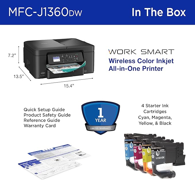 Brother Work Smart 1360 Wireless Color Inkjet All-in-One Printer - Image 7