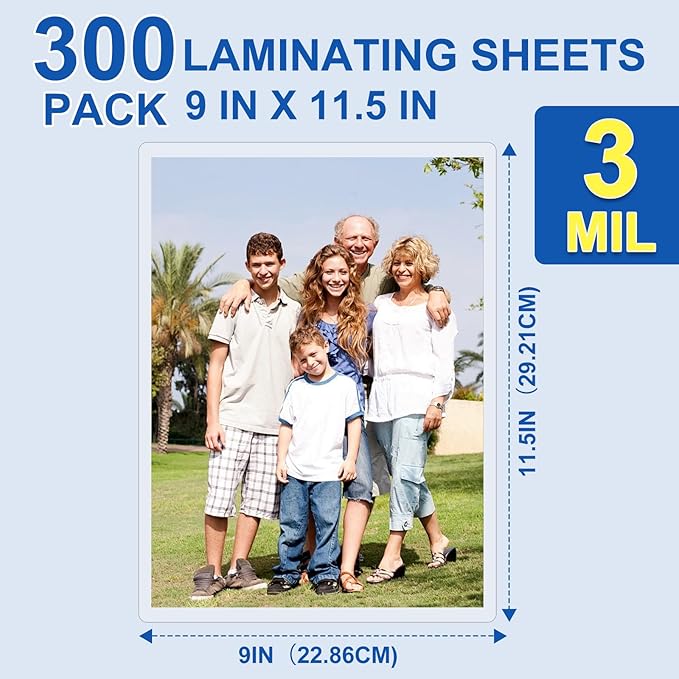BURVAGY 300 Pack Laminating Sheets, 3 Mil, 9 x 11.5 Inches Thermal Laminating - Image 2