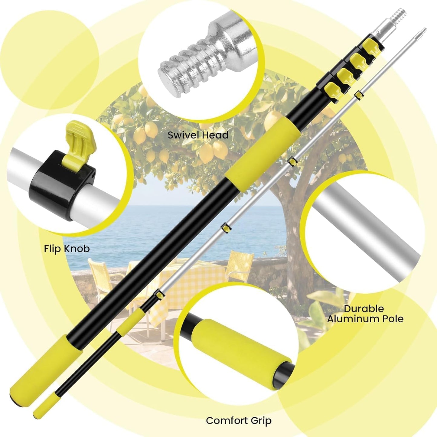 Fruit Picker with Basket, Apple Picking Tool Telescoping Pole