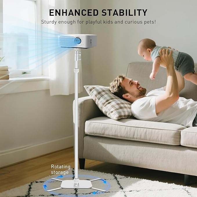 Projector Mount, Height Adjustable 19.5" to 47.5", Space-Saving, Heavy-Duty - Image 2
