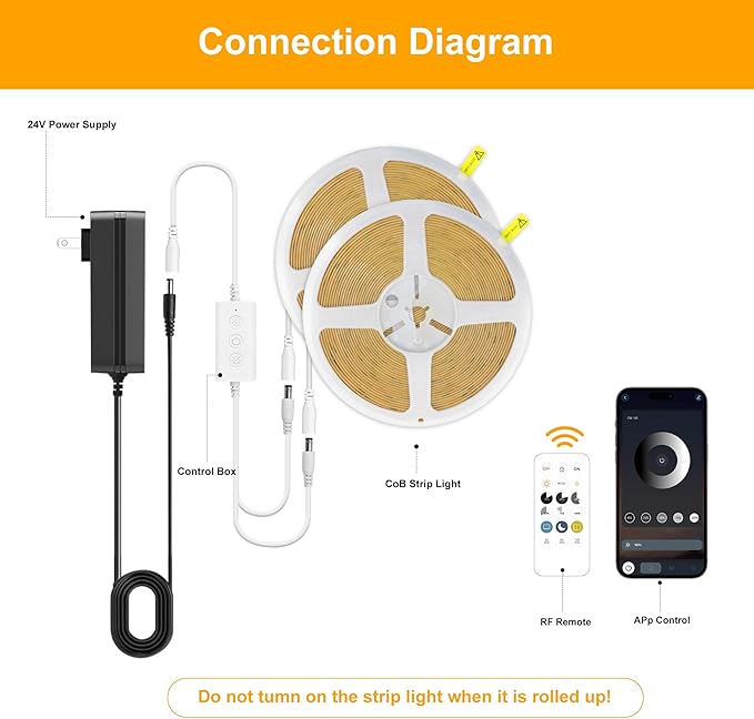 Pandery COB LED Strip Lights Natural White, 24V Dimmable led Light Strip KIT - Image 2