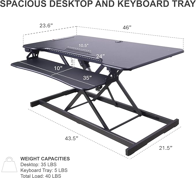 Rocelco 46" Electric Standing Desk Converter - Image 4