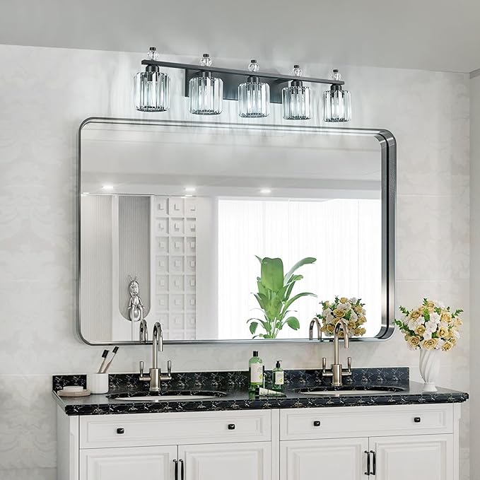 FDPBY Bathroom Vanity Lights 5-Light Sand Black Modern Crystal Vanity Light - Image 3