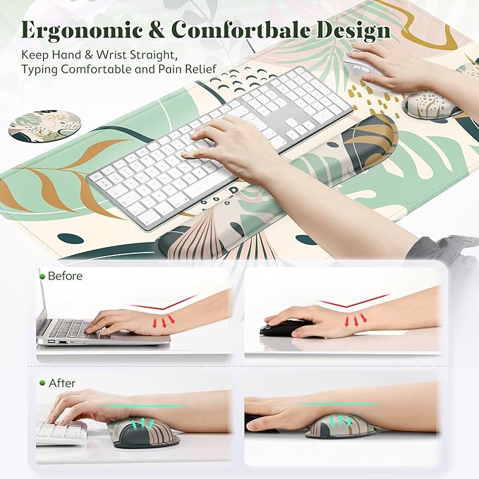Gimars 4 in 1 Mouse Pad and Keyboard Wrist Rest Set, Large Mouse Pad - Image 6