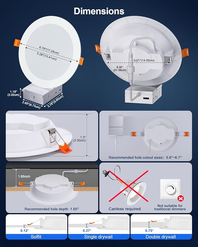 Smart Recessed Lighting 6 Inch, RGBCW Color Changing Canless Recessed Ceiling - Image 8
