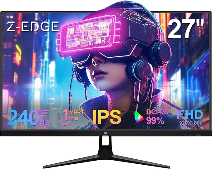 Z-Edge 27 inch Gaming Monitor, FHD 1080P 240Hz, Ultra-Fast MPRT 1ms Monitor by ZZ-EDGE