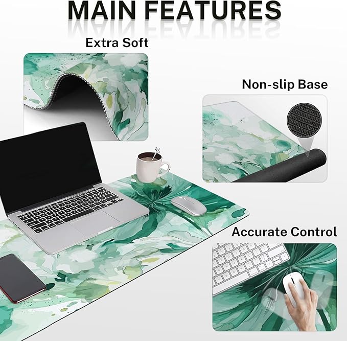 Britimes Colorful Floral Keyboard Mouse Pad Set Flower Green Summer 4in1 Large - Image 5