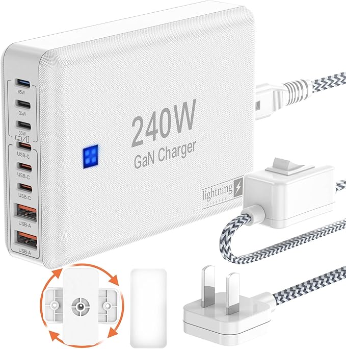 240W Fast Charging Blocks, 8-Port Charging Station by lightningofertas