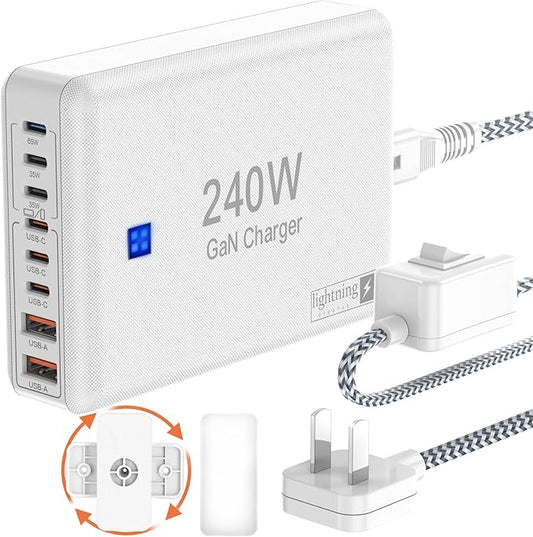 240W Fast Charging Blocks, 8-Port Charging Station by lightningofertas