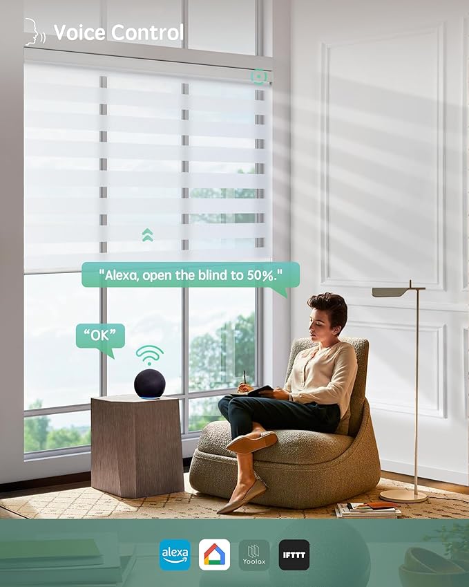 Yoolax Motorized Blinds with Remote, Electric Zebra Blinds - Image 3