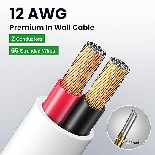 BAHIWOM Fire Safety CL2 Speaker Wire in-Wall & in-Ceiling 12 Gauge Wire 100 FT - Image 4