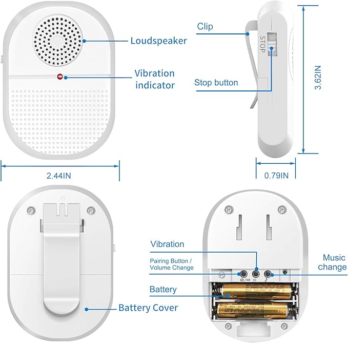 CallToU Wireless Caregiver Pager Waterproof Call Button Vibration Call Button - Image 8