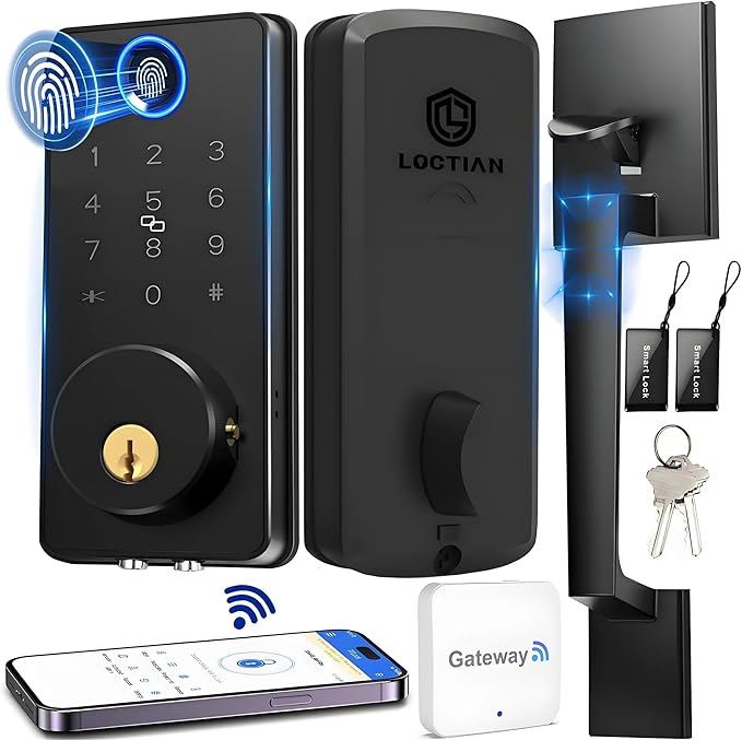 WiFi Smart Keyless Entry Door Lock Set w/Front Door Handle, 0.1s Fingerprint - Image 9