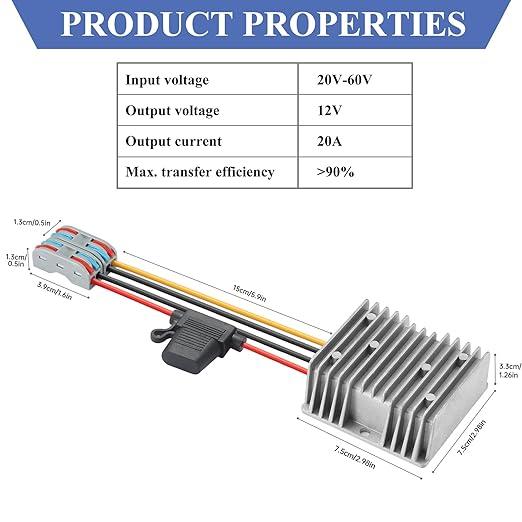 YBBOTT 20A 240W DC 20V-60V Step Down to 12V Converter DC Converter Voltage - Image 4