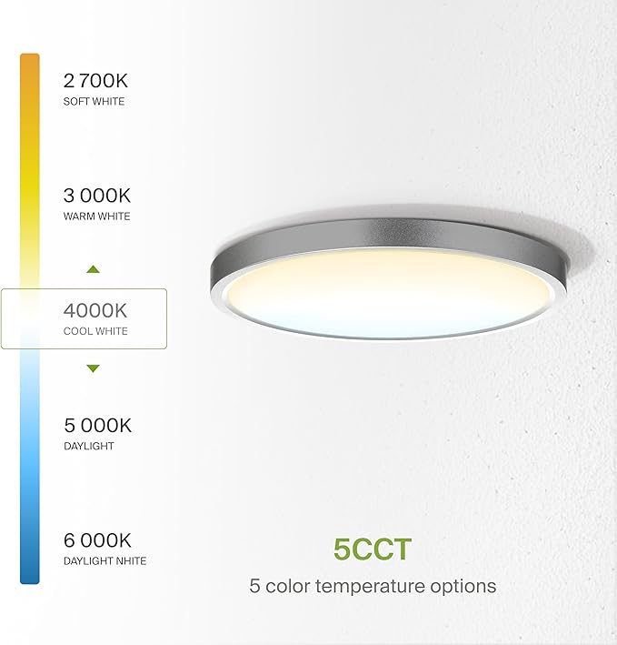 ASD LED 9" Round Flush Mount Ceiling Light Fixture, Low Profile Surface - Image 5