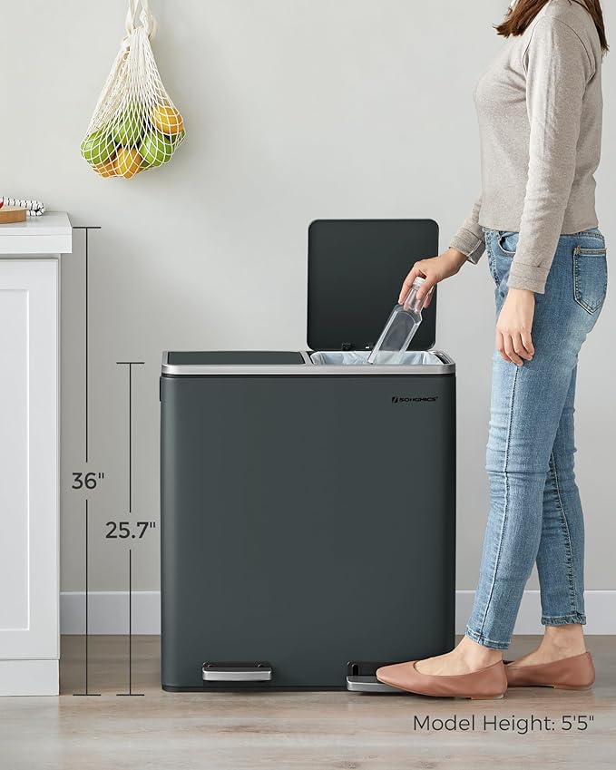 SONGMICS Trash Can, 2 x 8 Gallon Garbage Can - Image 8