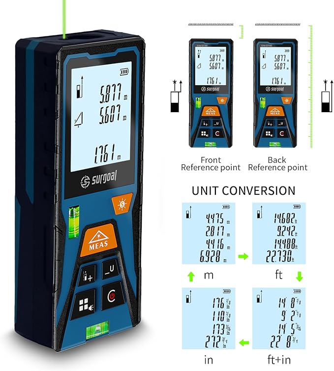 Green Laser Distance Meter 393.7ft Digital Measuring Tool - Image 4