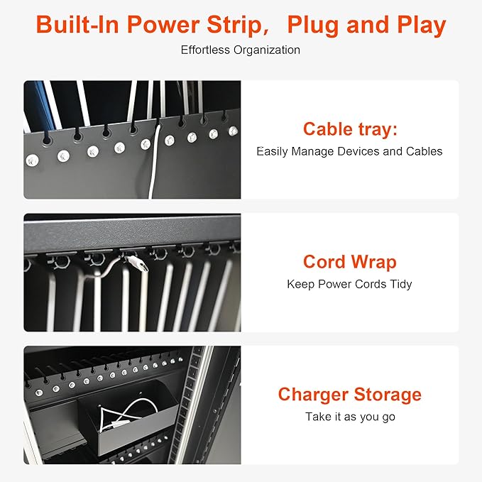 Aokleo Laptop Charging Cart, 45 Devices Tablet Storage Carts - Image 6