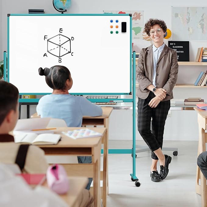 Mobile Whiteboard on Wheels, 48x32 Inches Rolling Whiteboard, Magnetic Dry - Image 7
