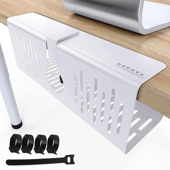 NODOCA No Drill Under Desk Cable Management Tray, Punch-Free Clamp on, Metal by NODOCA